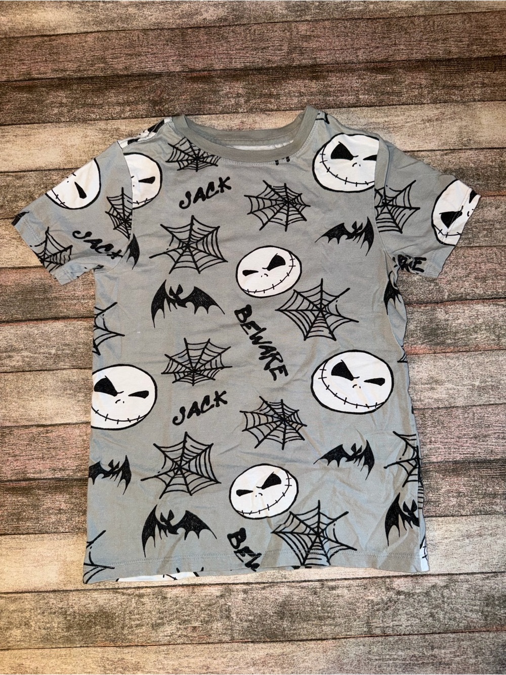 Disney Gray Jack Skellington Print Kids Tee